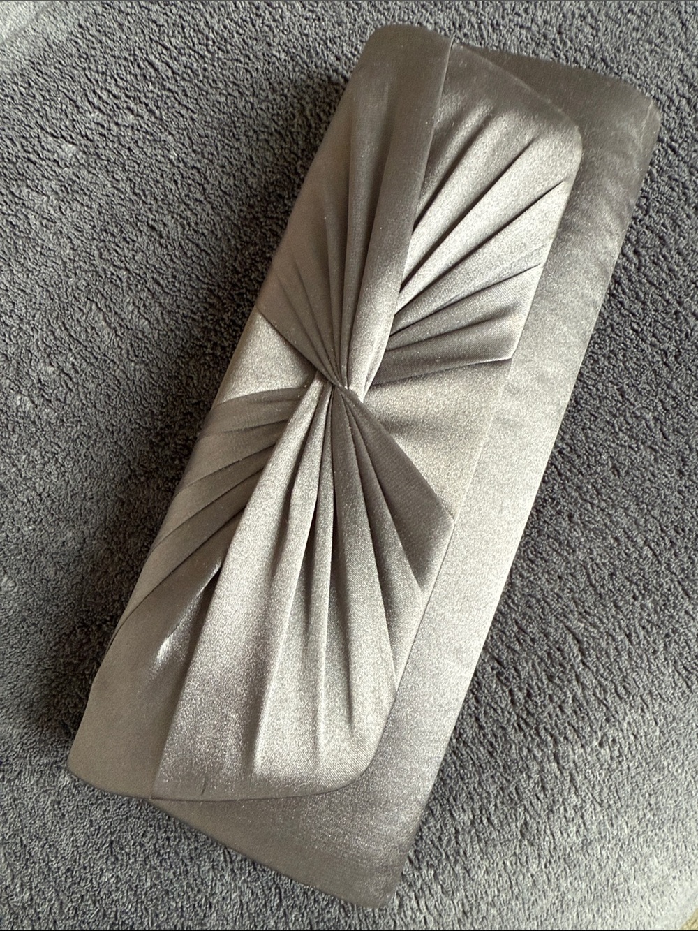 Satin Knot Fold Clutch - Silver Gray